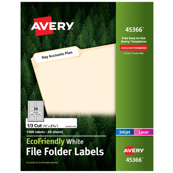 EcoFriendly File Folder Labels, 2/3" x 3-7/16"